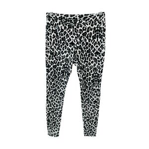HUE Leopard Print Leggings Women’s Small Black White Stretch Skinny Pants